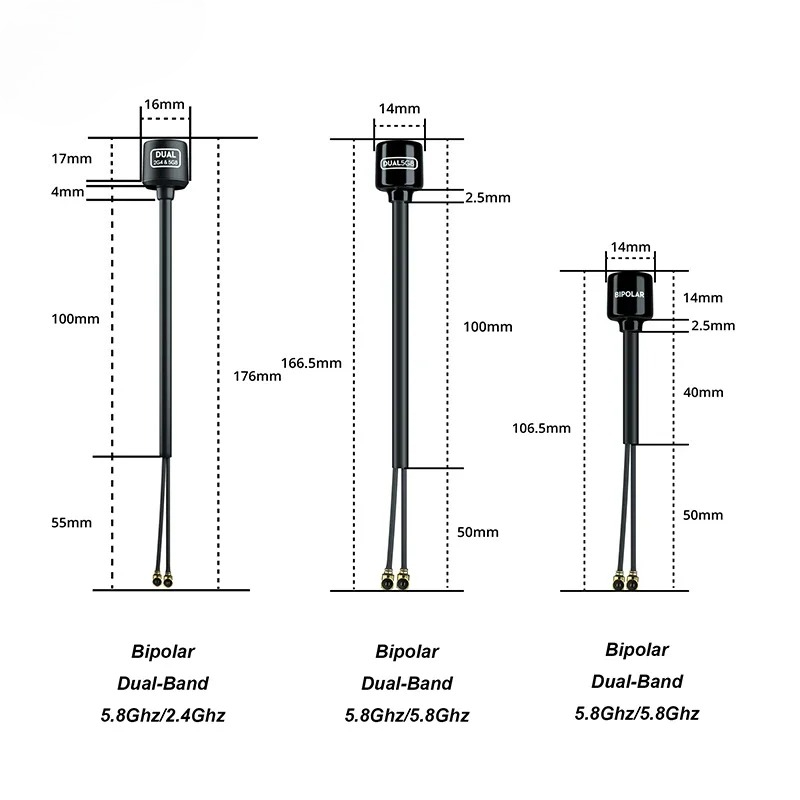 Antenna 2.4Ghz - 플라이우 듀얼 밴드 5.8GHz/2.4GHz UFL 안테나