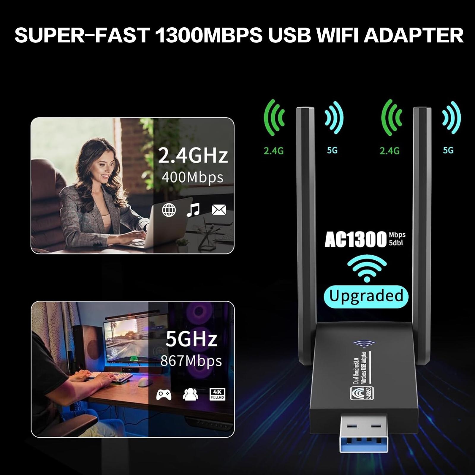 1300Mbps USB WiFi 어댑터 듀얼 밴드 5G - Antenna 2.4Ghz 리뷰 및 가격