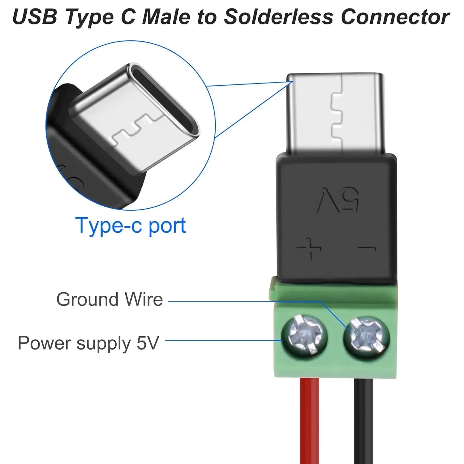 1-4개 무납땜 플러그 USB C-2핀 터미널 어댑터  - Screw Terminal Block 리뷰 및 가격